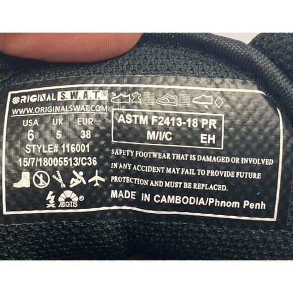 Original Swat Boots Womens Sz 6 Black Leather Canvas Tactical Military Combat - Picture 13 of 14